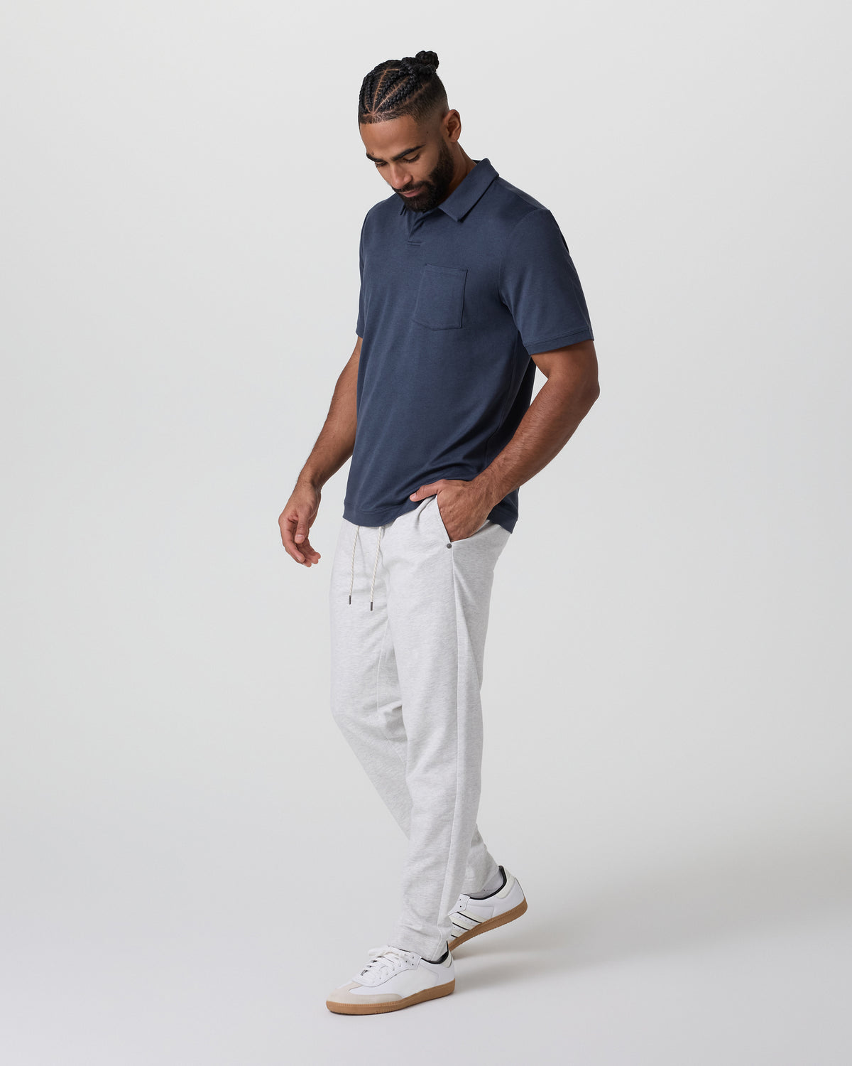 Short Sleeve Ponto Performance Polo Azure Heather | Vuori