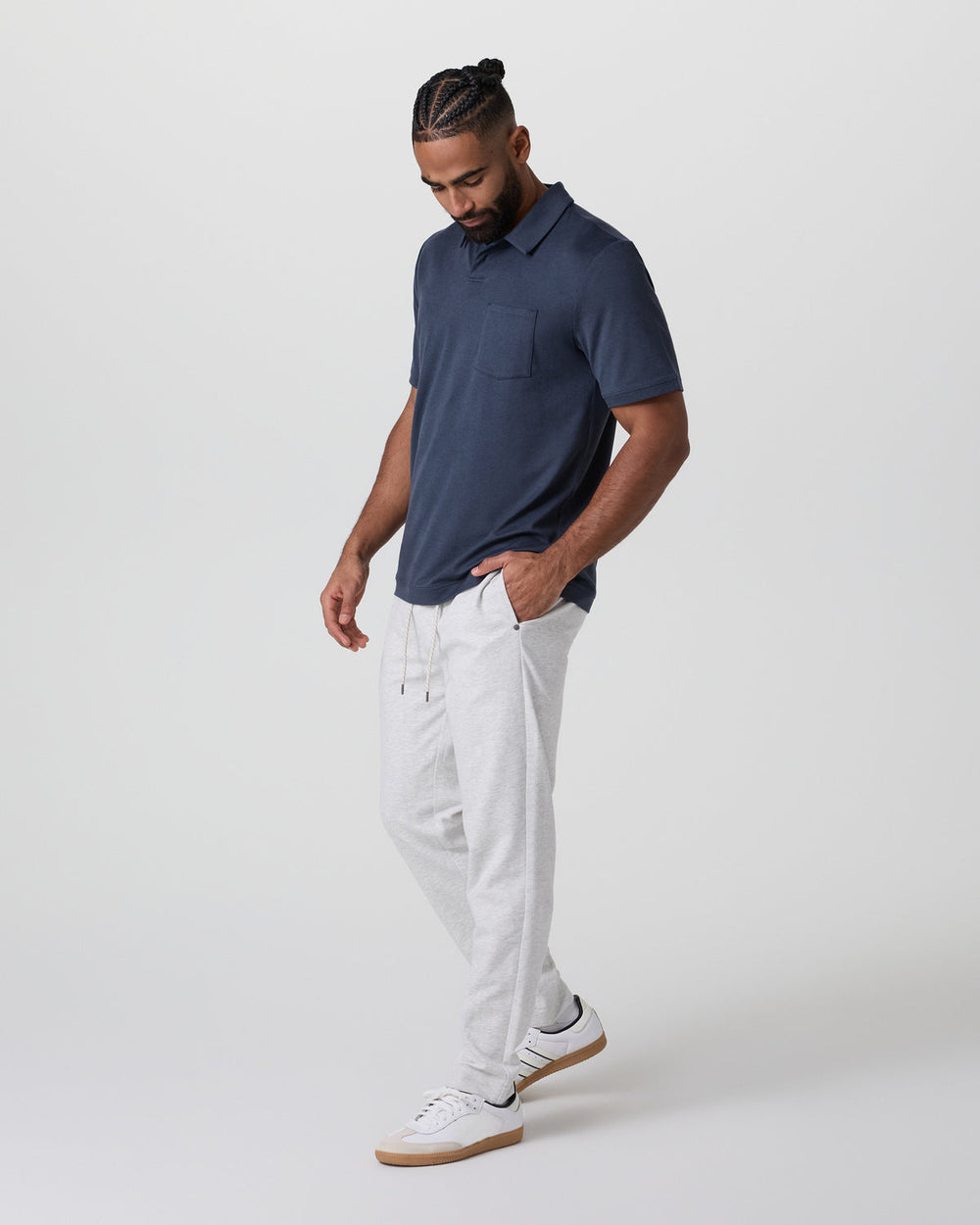 Short Sleeve Ponto Performance Polo Azure Heather | Vuori