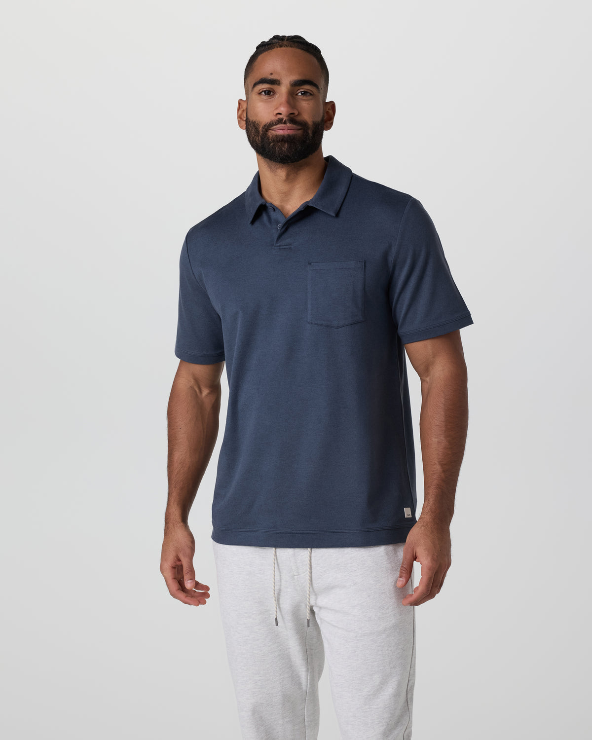 Short Sleeve Ponto Performance Polo Azure Heather | Vuori