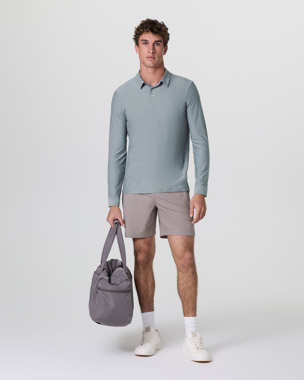 Long Sleeve Strato Tech Polo Dusty Blue Heather | Vuori Discount