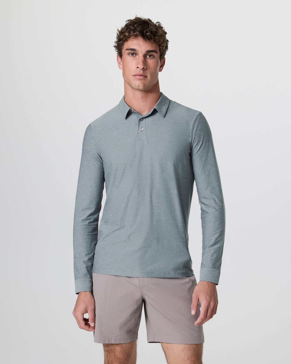 Long Sleeve Strato Tech Polo Dusty Blue Heather | Vuori Discount
