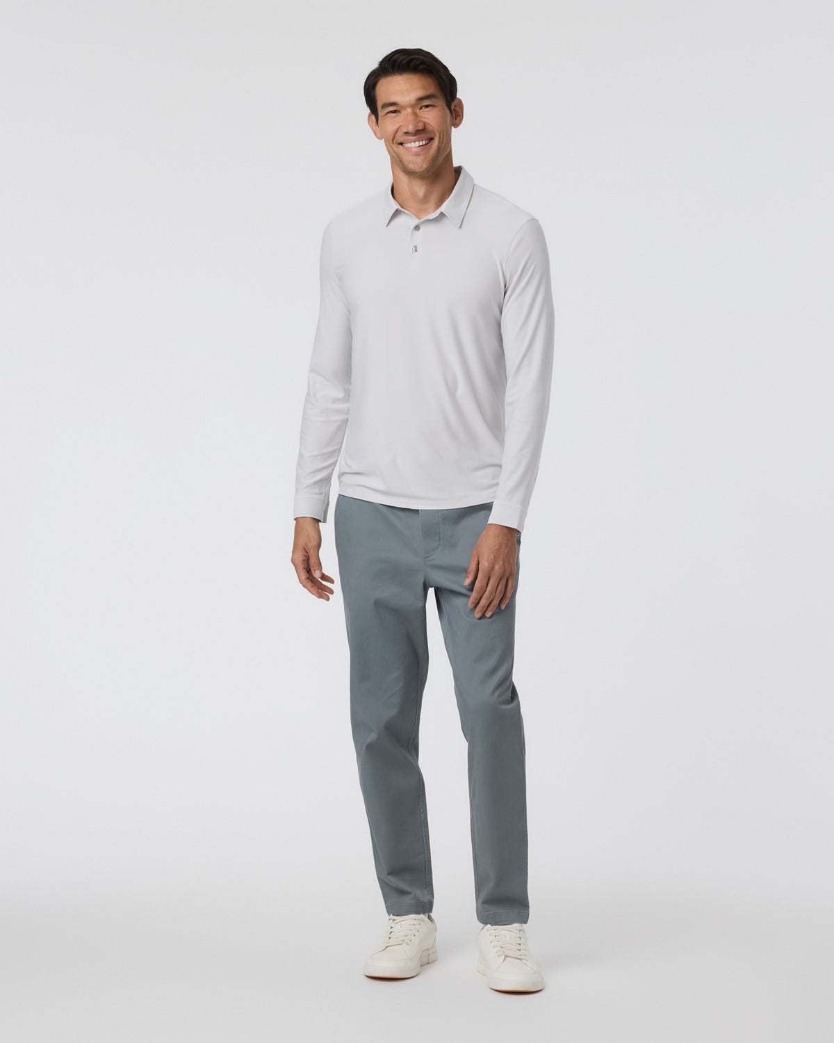 Long Sleeve Strato Tech Polo Frost Grey Heather | Vuori Sale