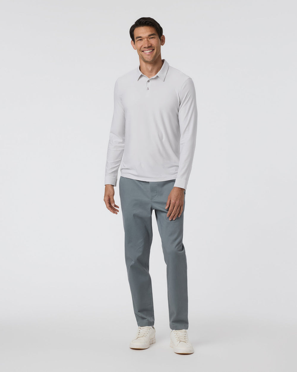 Long Sleeve Strato Tech Polo Frost Grey Heather | Vuori Sale