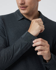 Long Sleeve Strato Tech Polo Charcoal Heather | Vuori Clothing