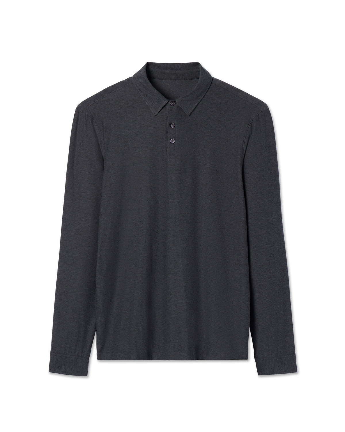 Long Sleeve Strato Tech Polo Charcoal Heather | Vuori Clothing