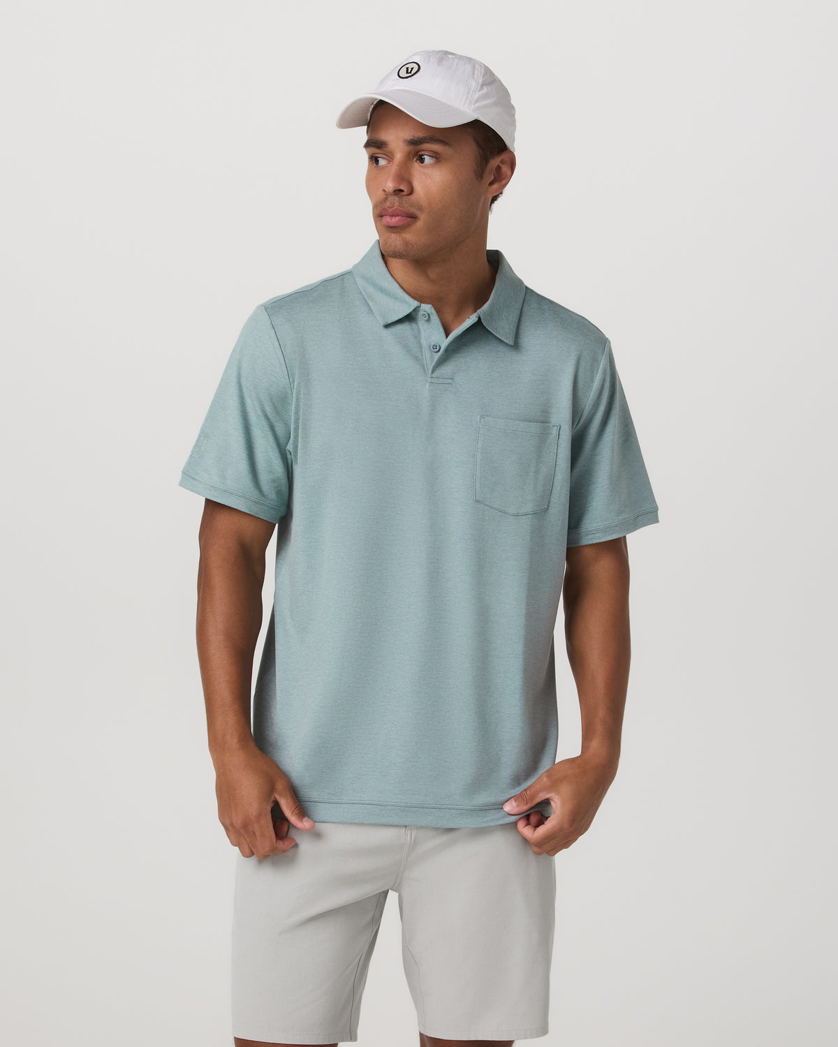 Short Sleeve Ponto Performance Polo Misty Blue Heather | Vuori
