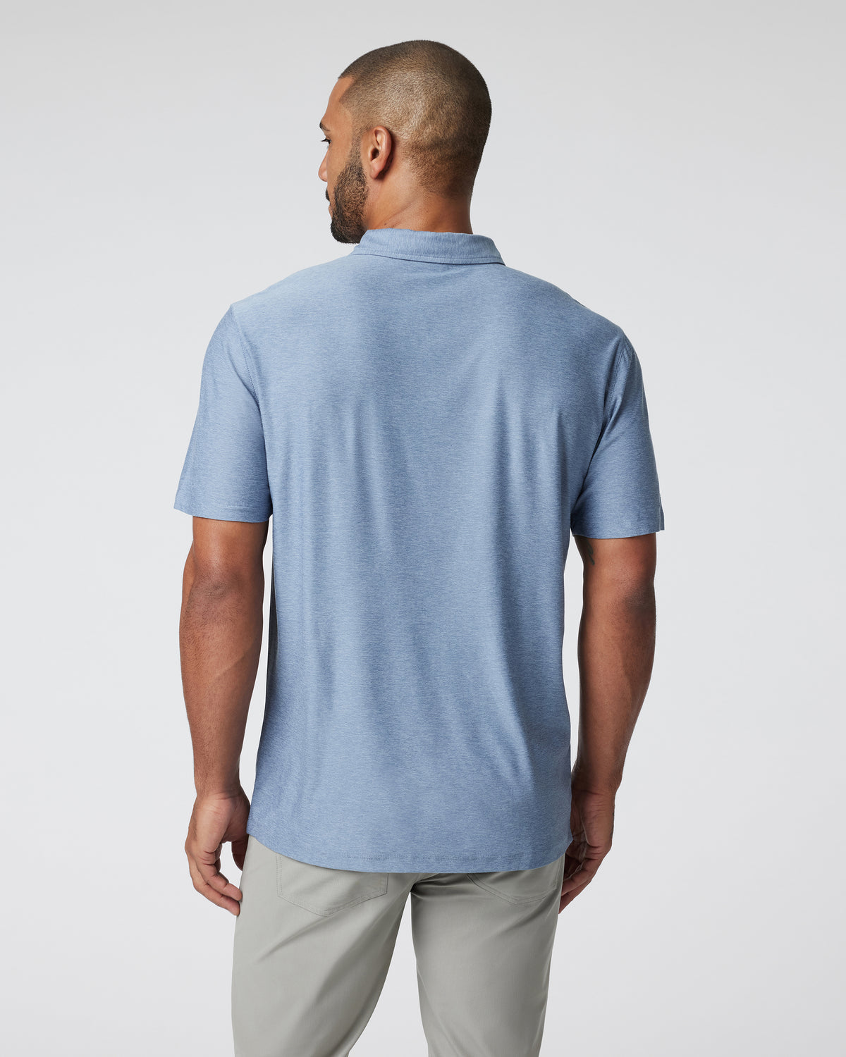 Strato Tech Polo Men's Chambray Heather Polo | Vuori Online