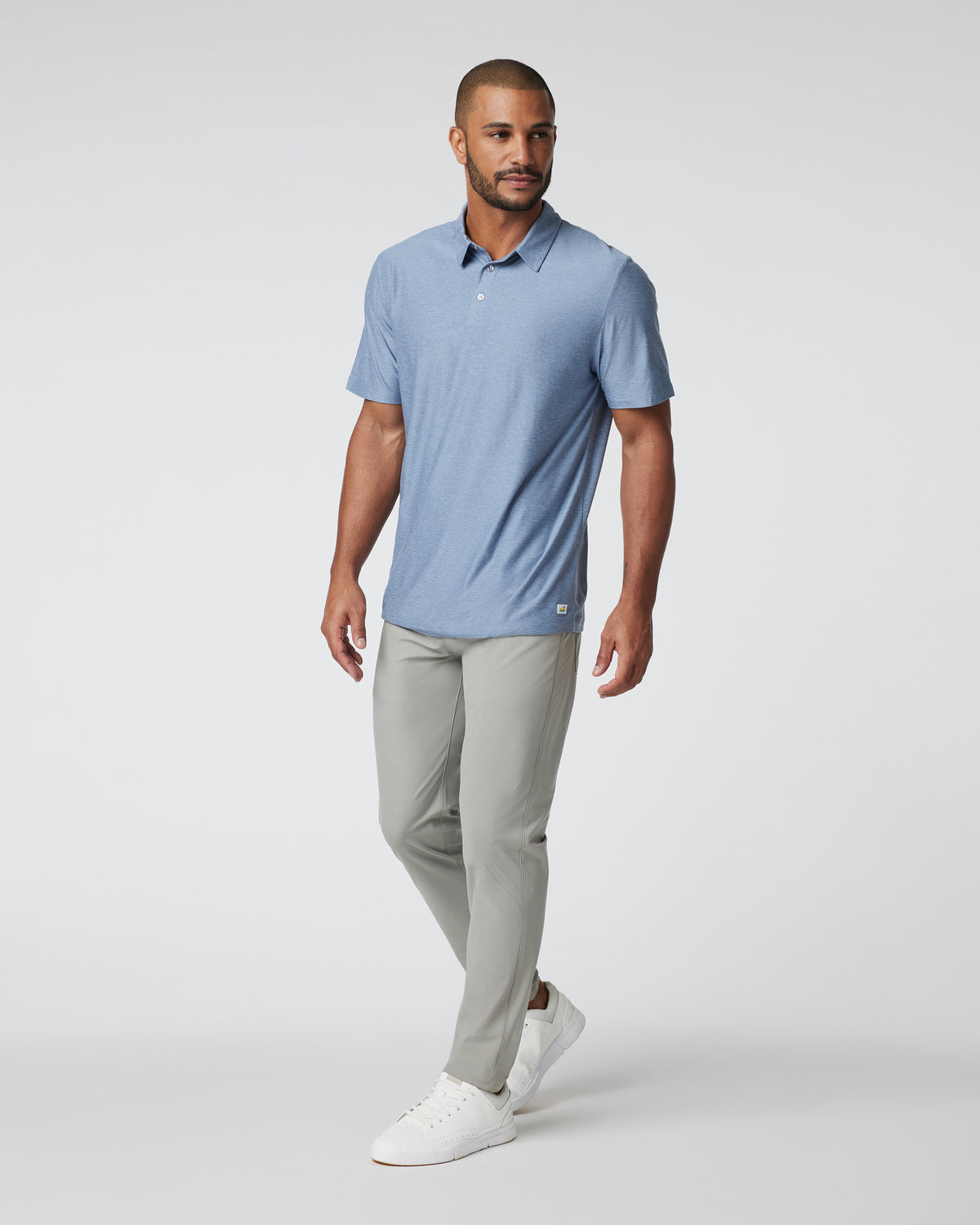 Strato Tech Polo Men's Chambray Heather Polo | Vuori Online