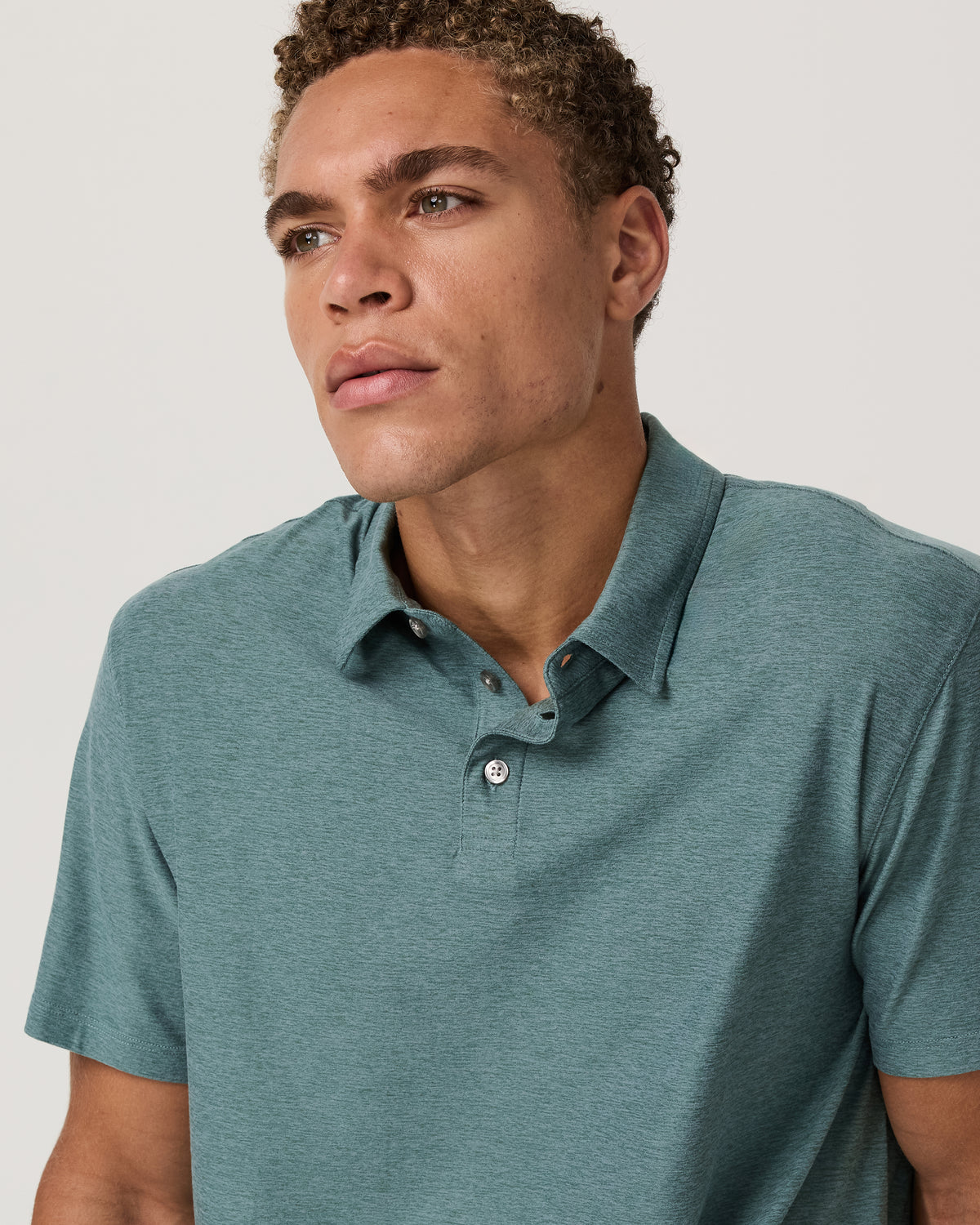 Strato Tech Polo Men's Bluegrass Heather Polo Shirt | Vuori US