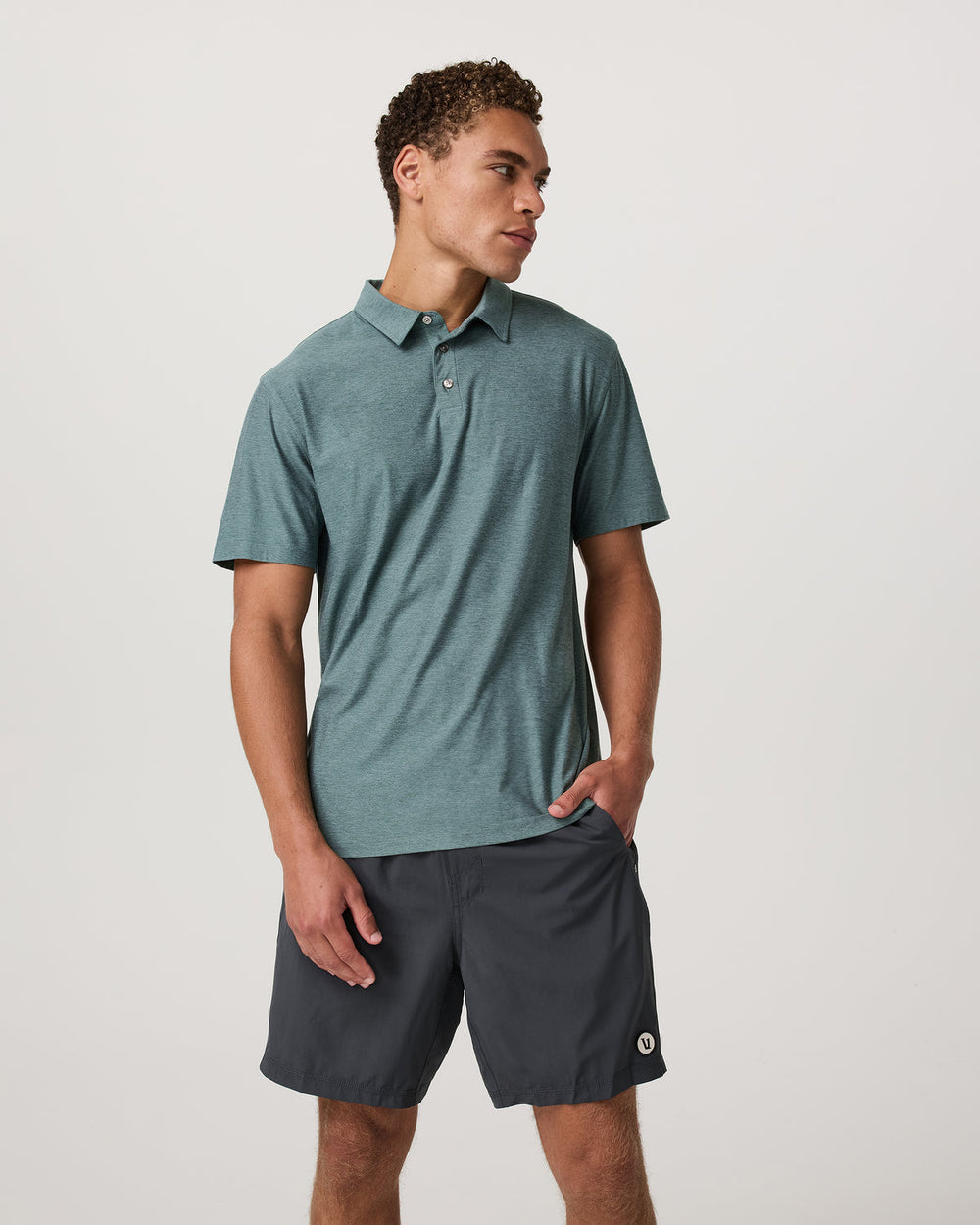 Strato Tech Polo Men's Bluegrass Heather Polo Shirt | Vuori US