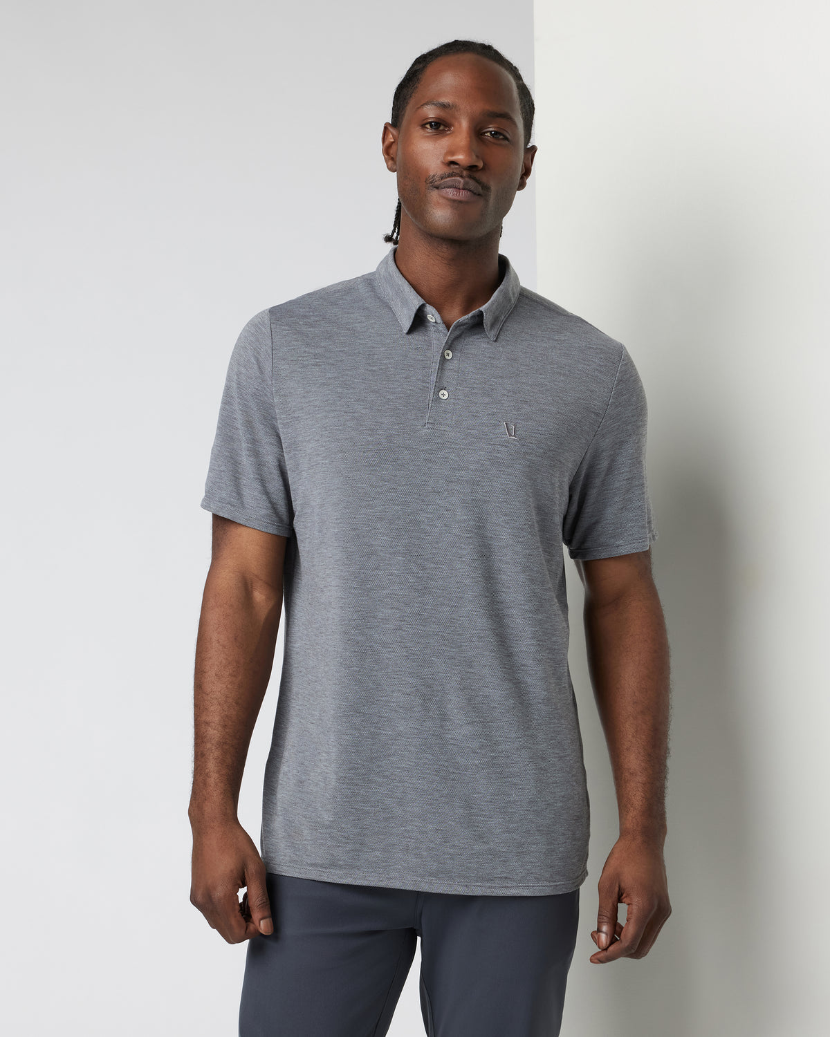 Knit Twill Polo Men's Heather Grey Golf Polo | Vuori