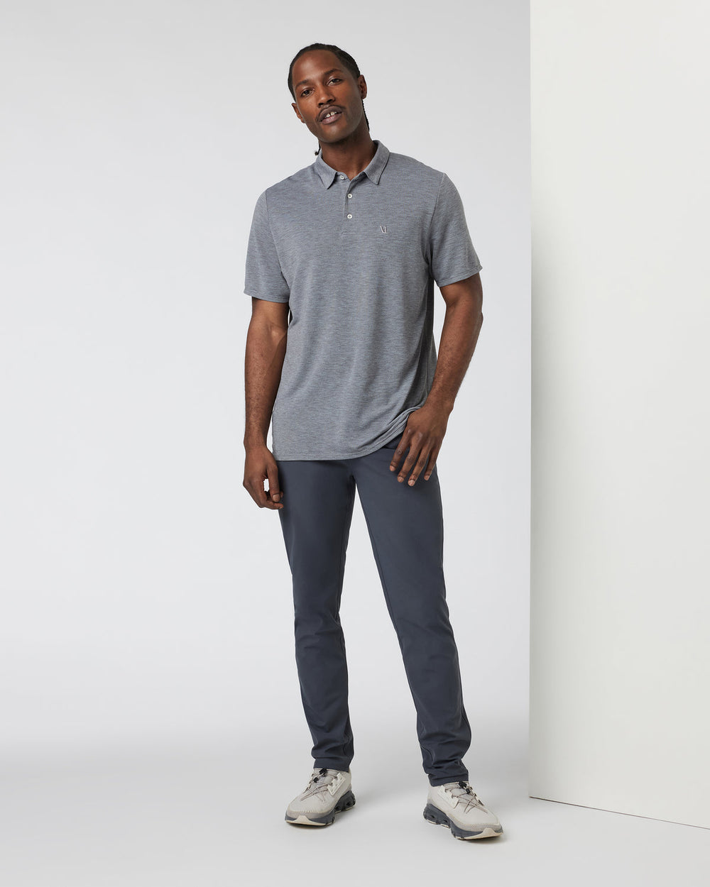 Knit Twill Polo Men's Heather Grey Golf Polo | Vuori