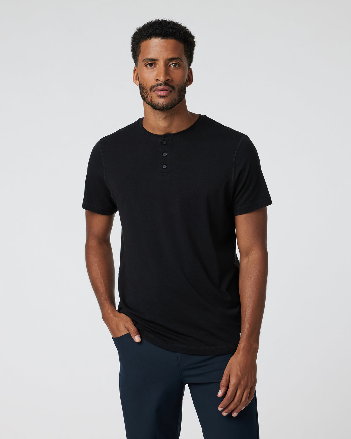 Short-Sleeve Tuvalu Henley Men's Black Henley Shirt | Vuori On sale