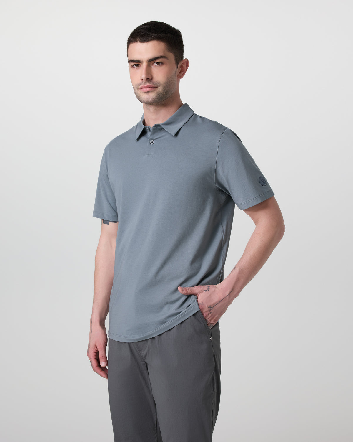 Short Sleeve Feather Polo Dusty Blue | Vuori US
