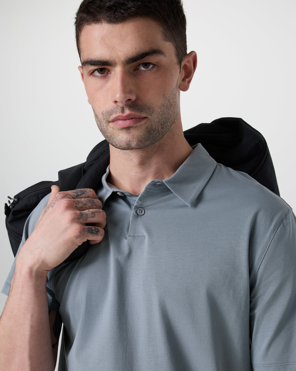 Short Sleeve Feather Polo Dusty Blue | Vuori US