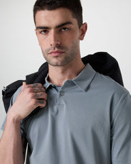 Short Sleeve Feather Polo Dusty Blue | Vuori US