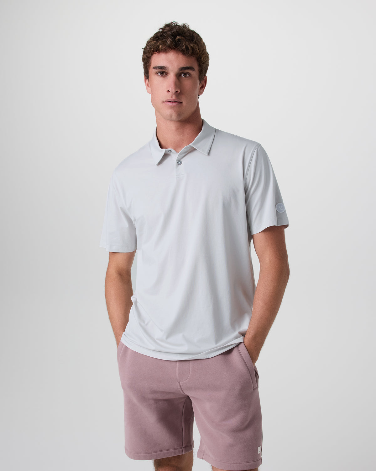 Short Sleeve Feather Polo Frost Grey | Vuori Clothing