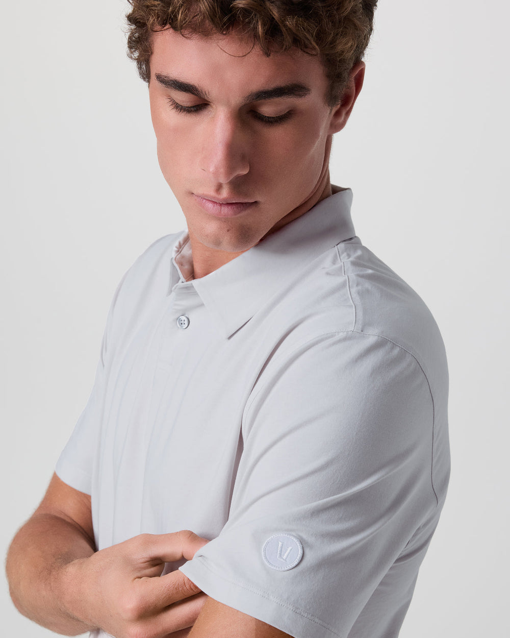 Short Sleeve Feather Polo Frost Grey | Vuori Clothing
