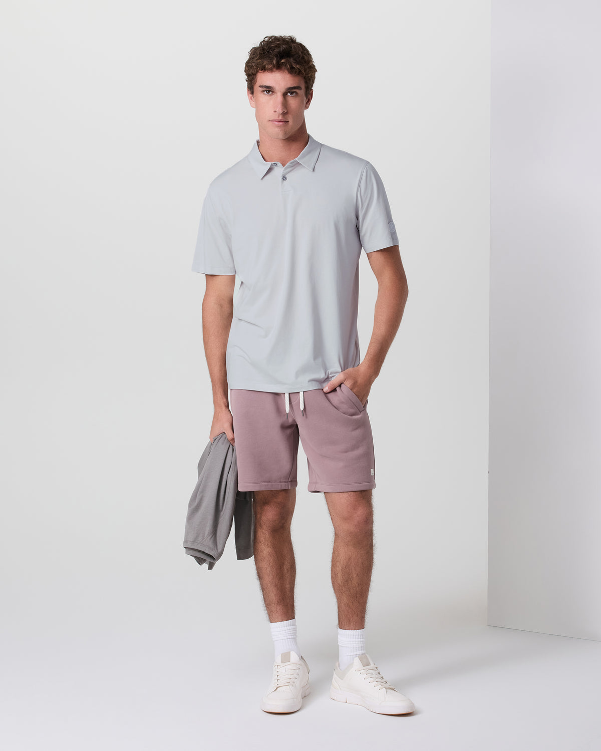 Short Sleeve Feather Polo Frost Grey | Vuori Clothing