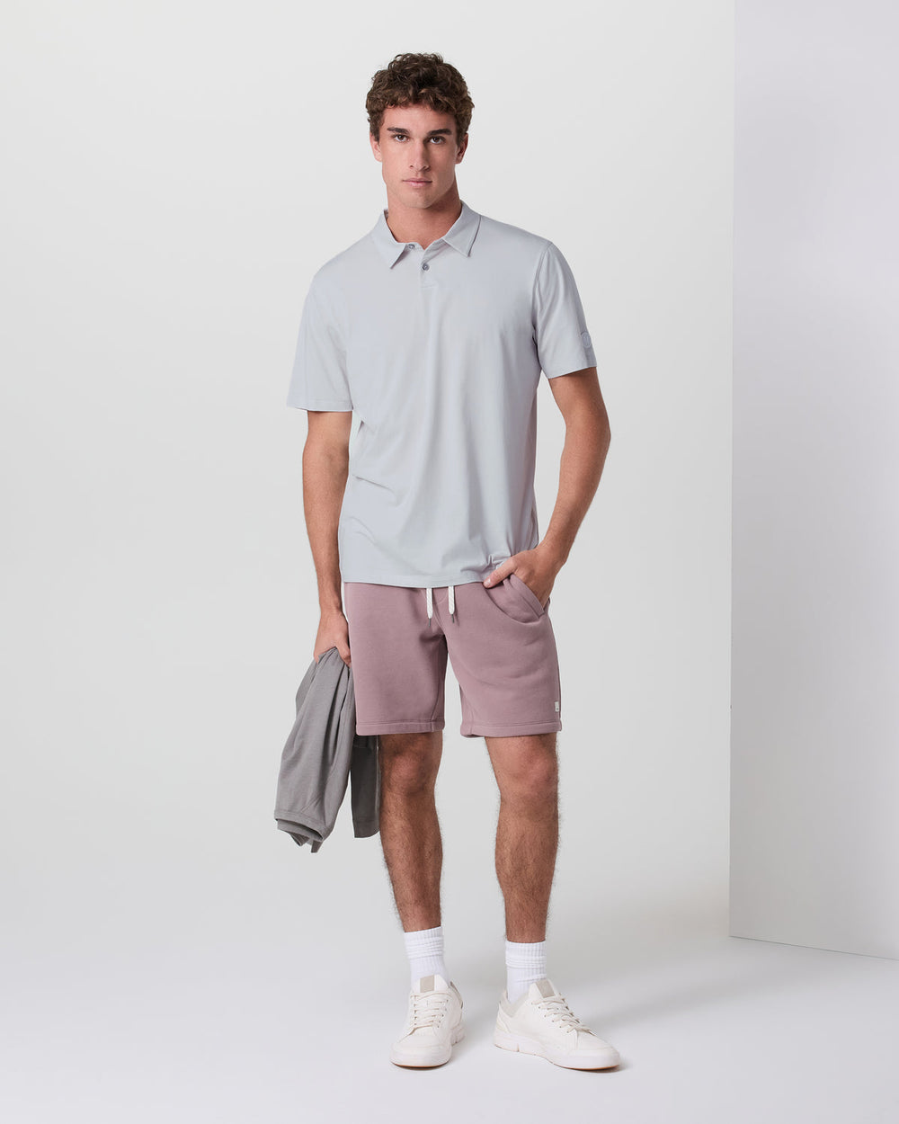 Short Sleeve Feather Polo Frost Grey | Vuori Clothing