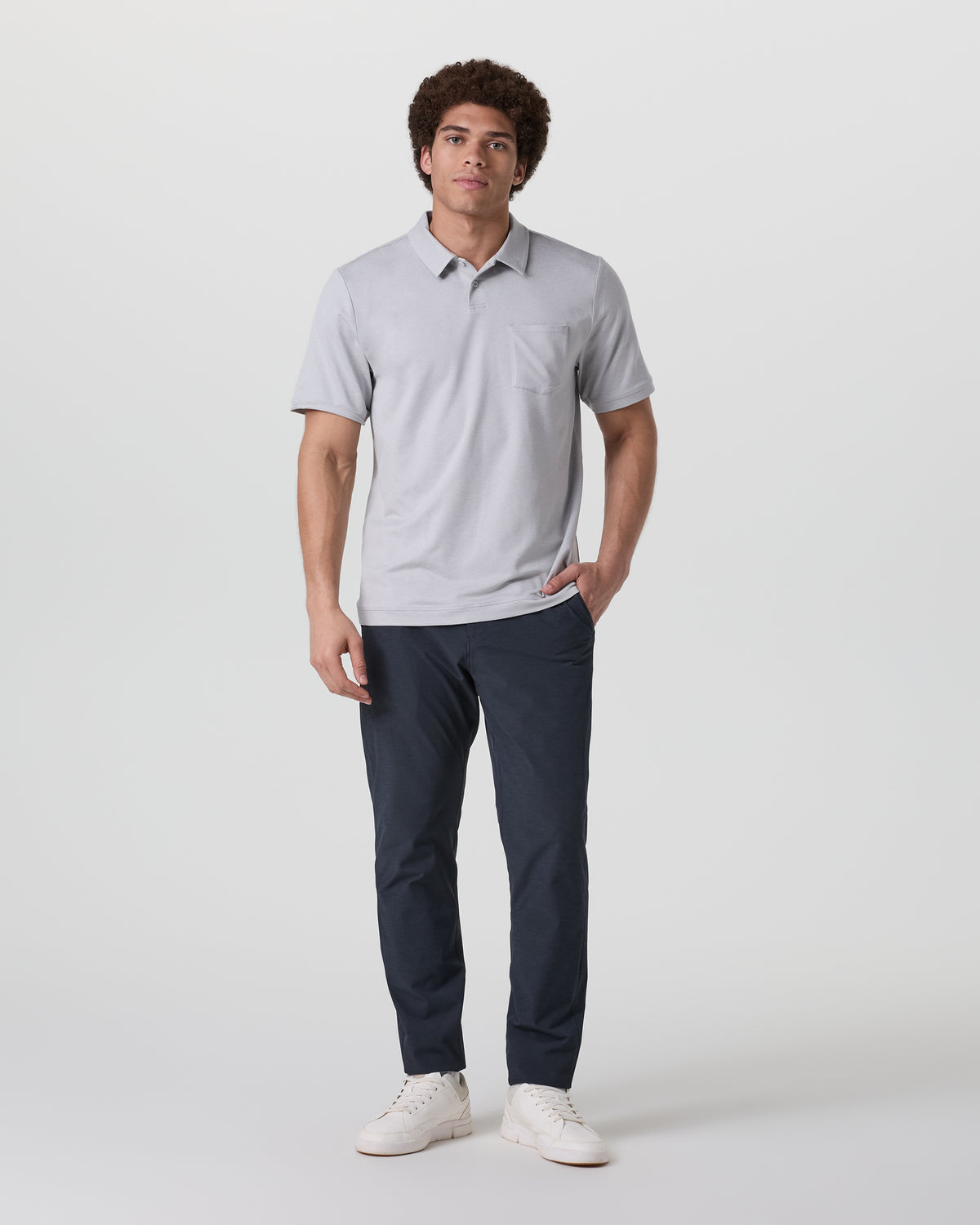 Short Sleeve Ponto Performance Polo Frost Grey Heather | Vuori