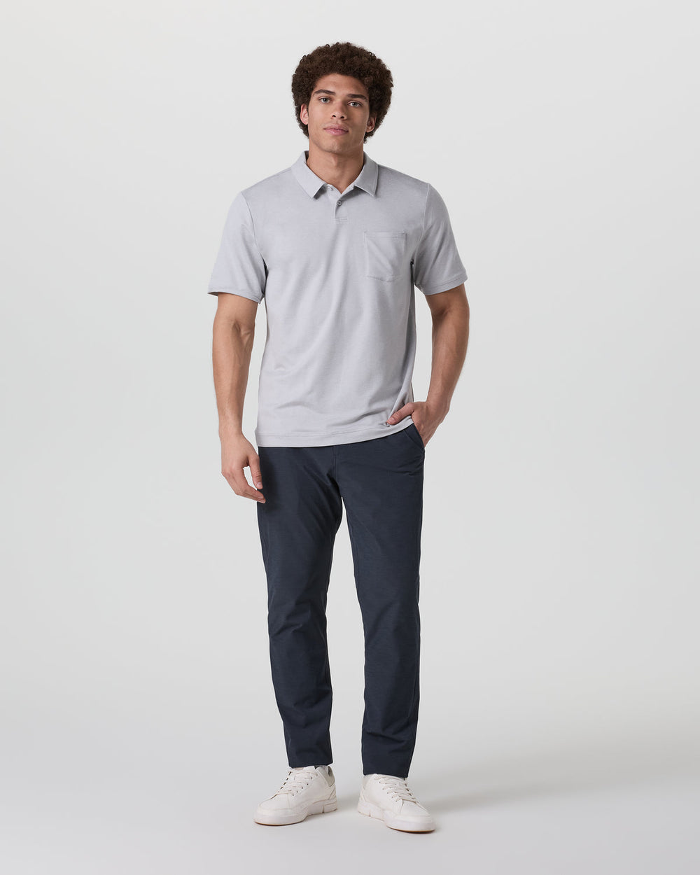 Short Sleeve Ponto Performance Polo Frost Grey Heather | Vuori