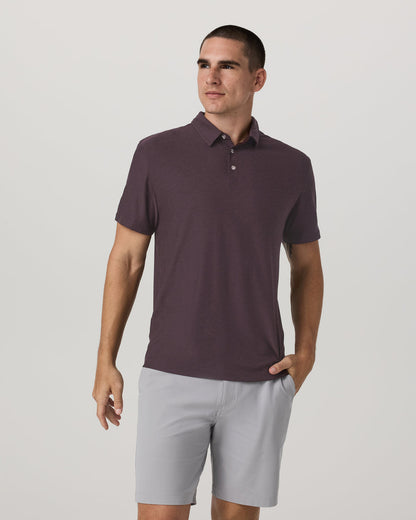 Strato Tech Polo Men's Raisin Heather Performance Shirt | Vuori US