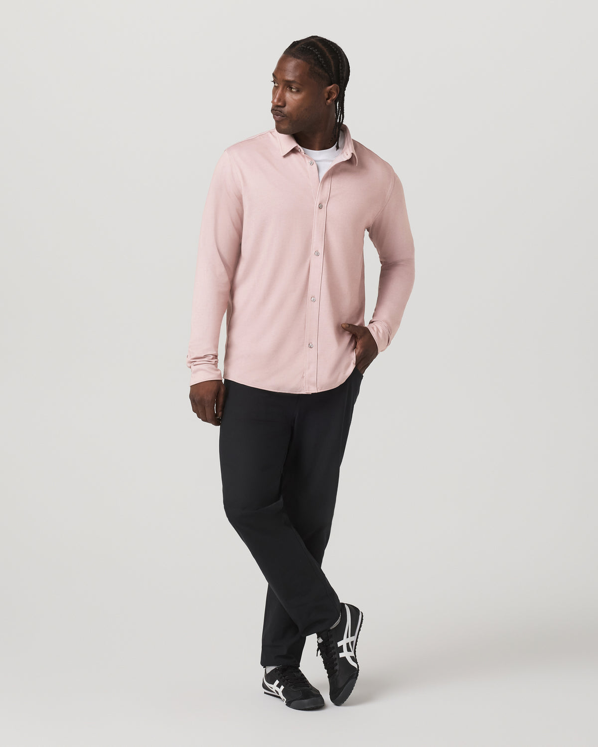 Long Sleeve Knit Oxford Button Down - Classic Fit Mauve | Vuori