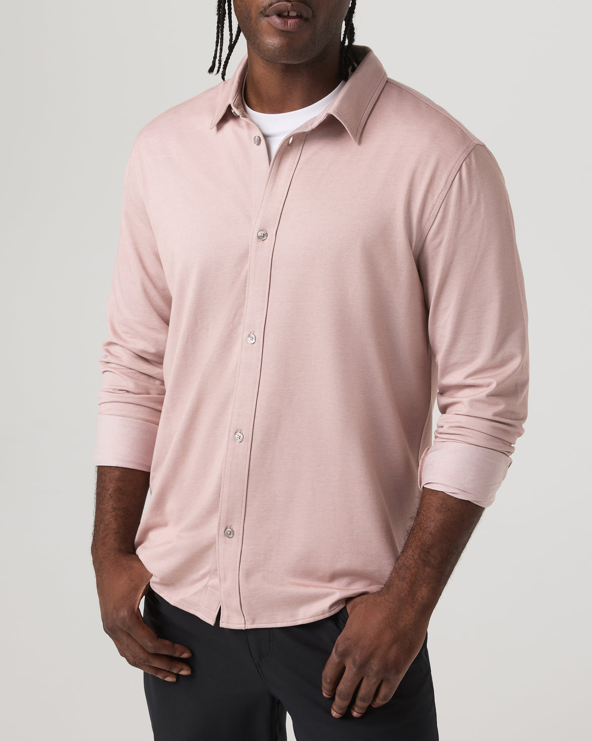 Long Sleeve Knit Oxford Button Down - Classic Fit Mauve | Vuori