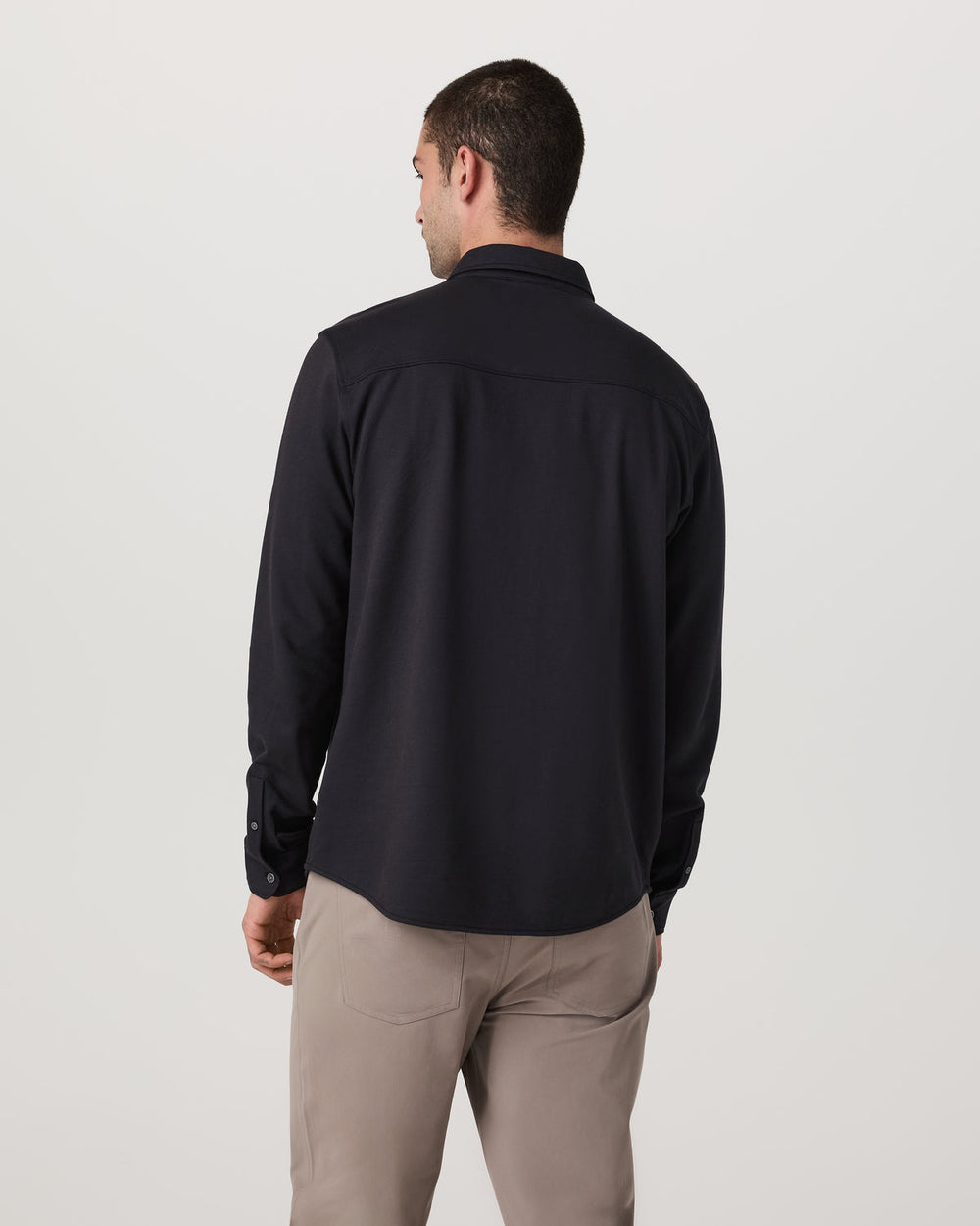 Long Sleeve Knit Oxford Button Down Men's Black Shirt | Vuori On sale