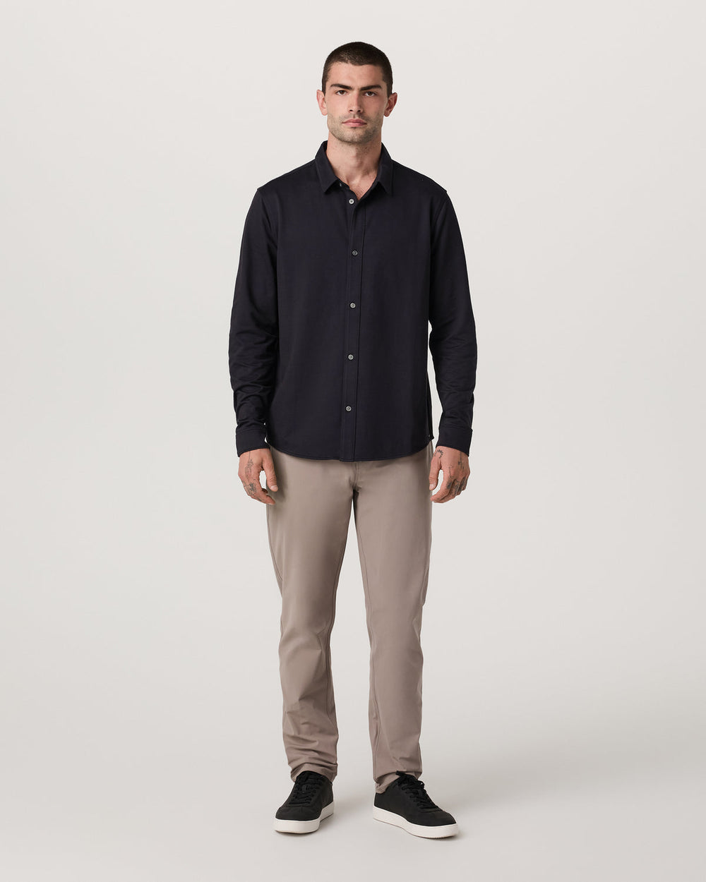 Long Sleeve Knit Oxford Button Down Men's Black Shirt | Vuori On sale
