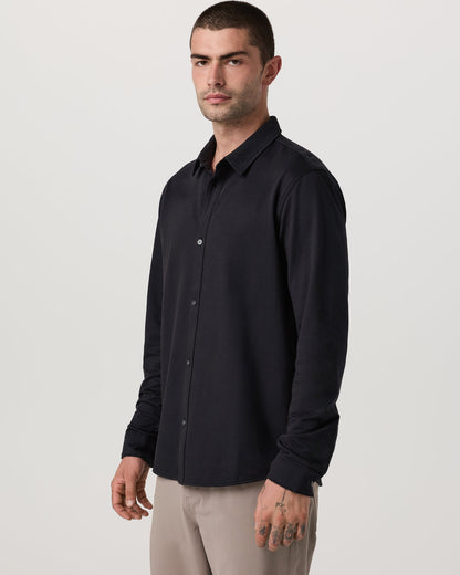 Long Sleeve Knit Oxford Button Down Men's Black Shirt | Vuori On sale