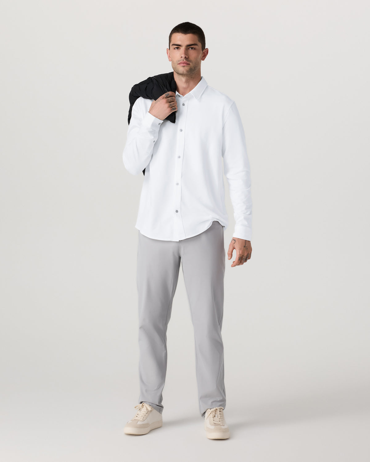 Long Sleeve Knit Oxford Button Down Men's White Shirt | Vuori For sale