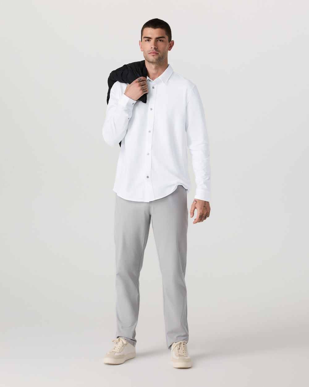 Long Sleeve Knit Oxford Button Down Men's White Shirt | Vuori For sale
