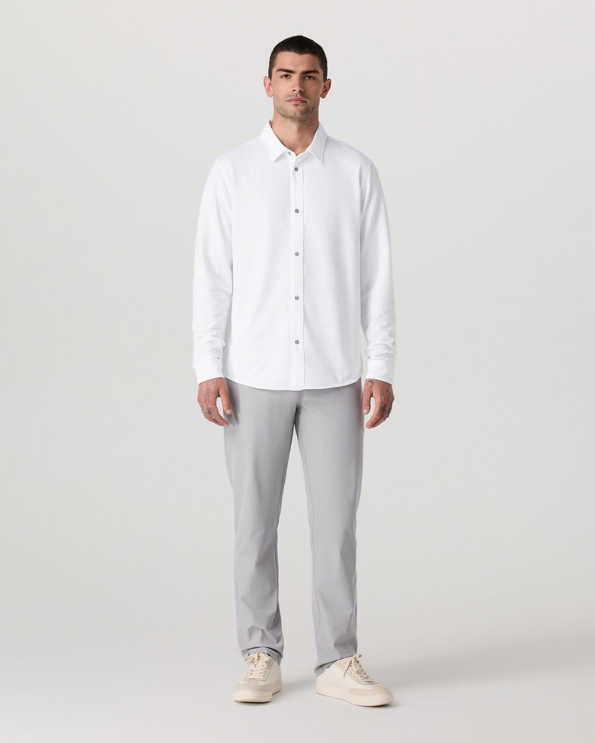 Long Sleeve Knit Oxford Button Down Men's White Shirt | Vuori For sale