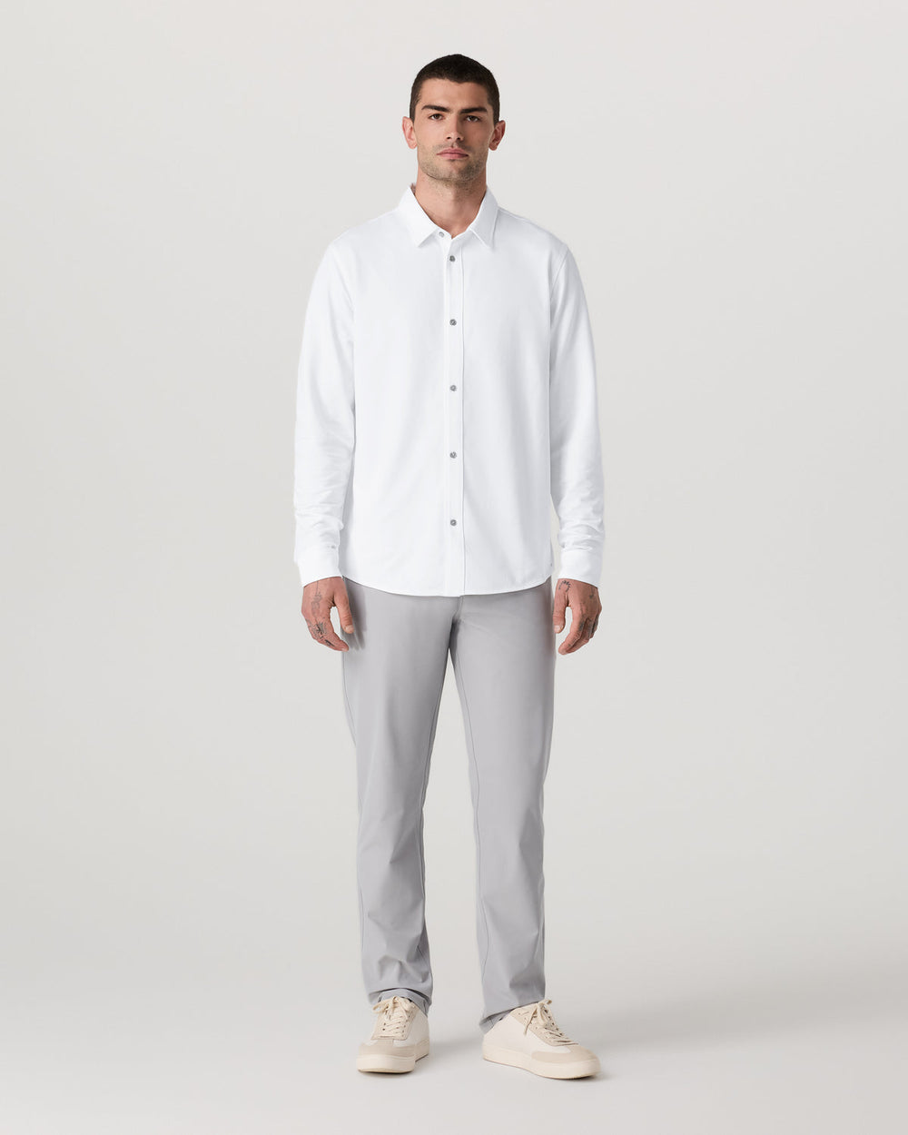 Long Sleeve Knit Oxford Button Down Men's White Shirt | Vuori For sale