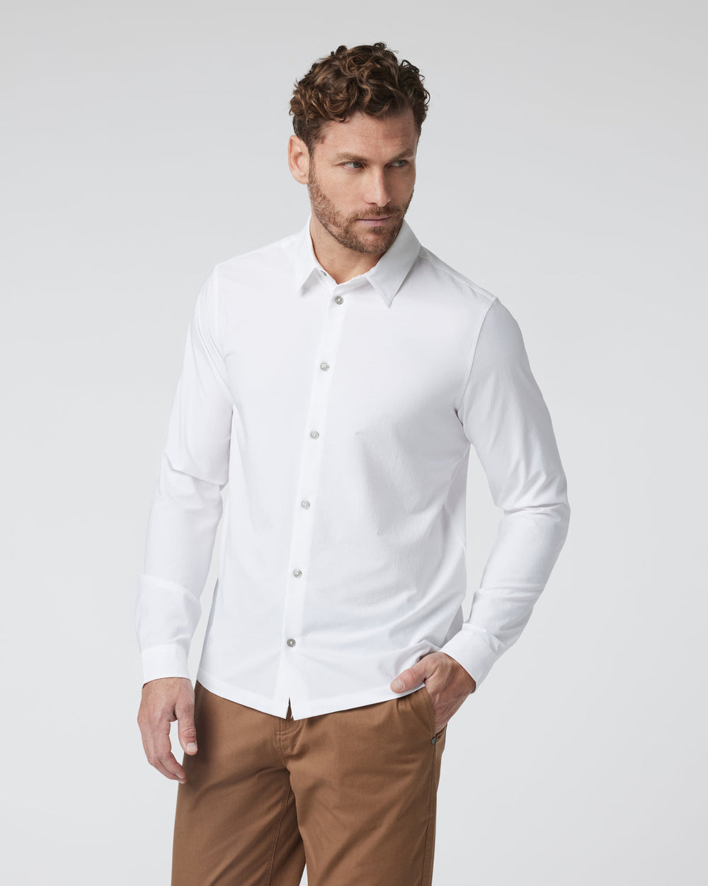 Long Sleeve Manhattan Button Down Men's White Shirt | Vuori Online