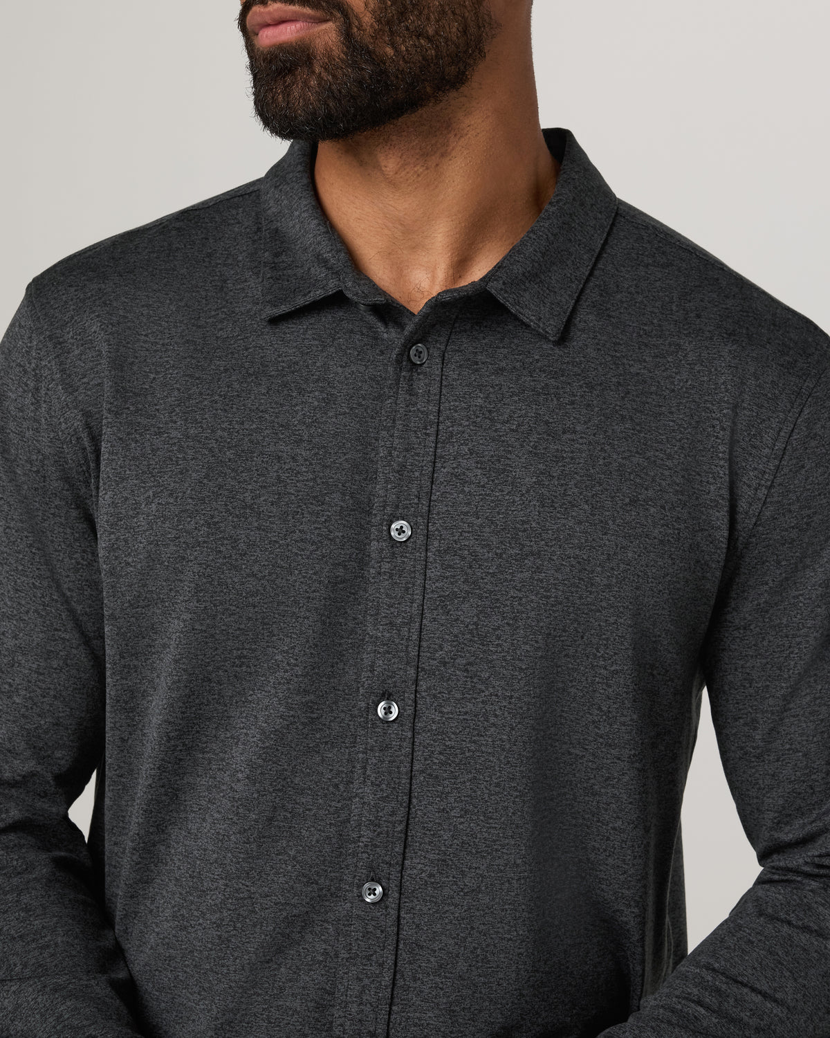 Men's Long Sleeve Ponto Button Down Charcoal Heather | Vuori US