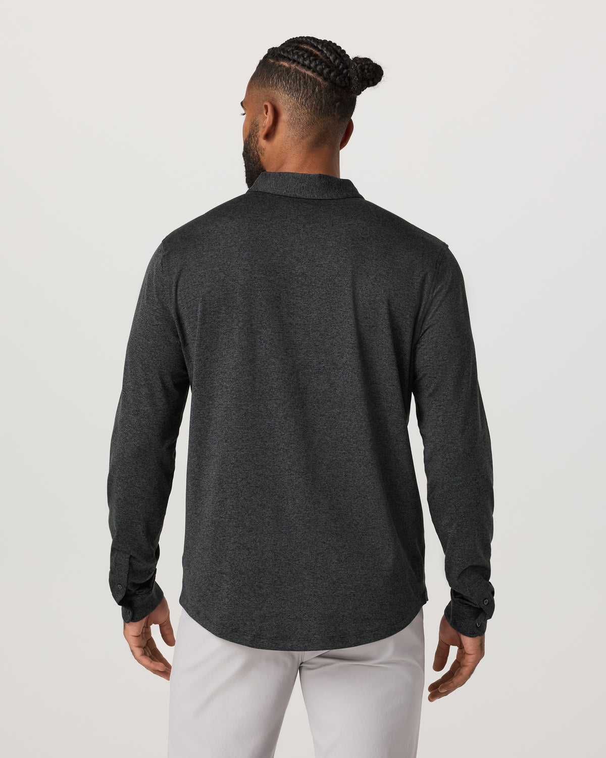 Men's Long Sleeve Ponto Button Down Charcoal Heather | Vuori US