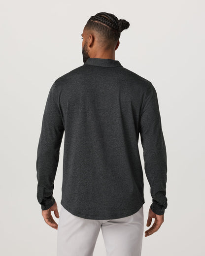 Men's Long Sleeve Ponto Button Down Charcoal Heather | Vuori US