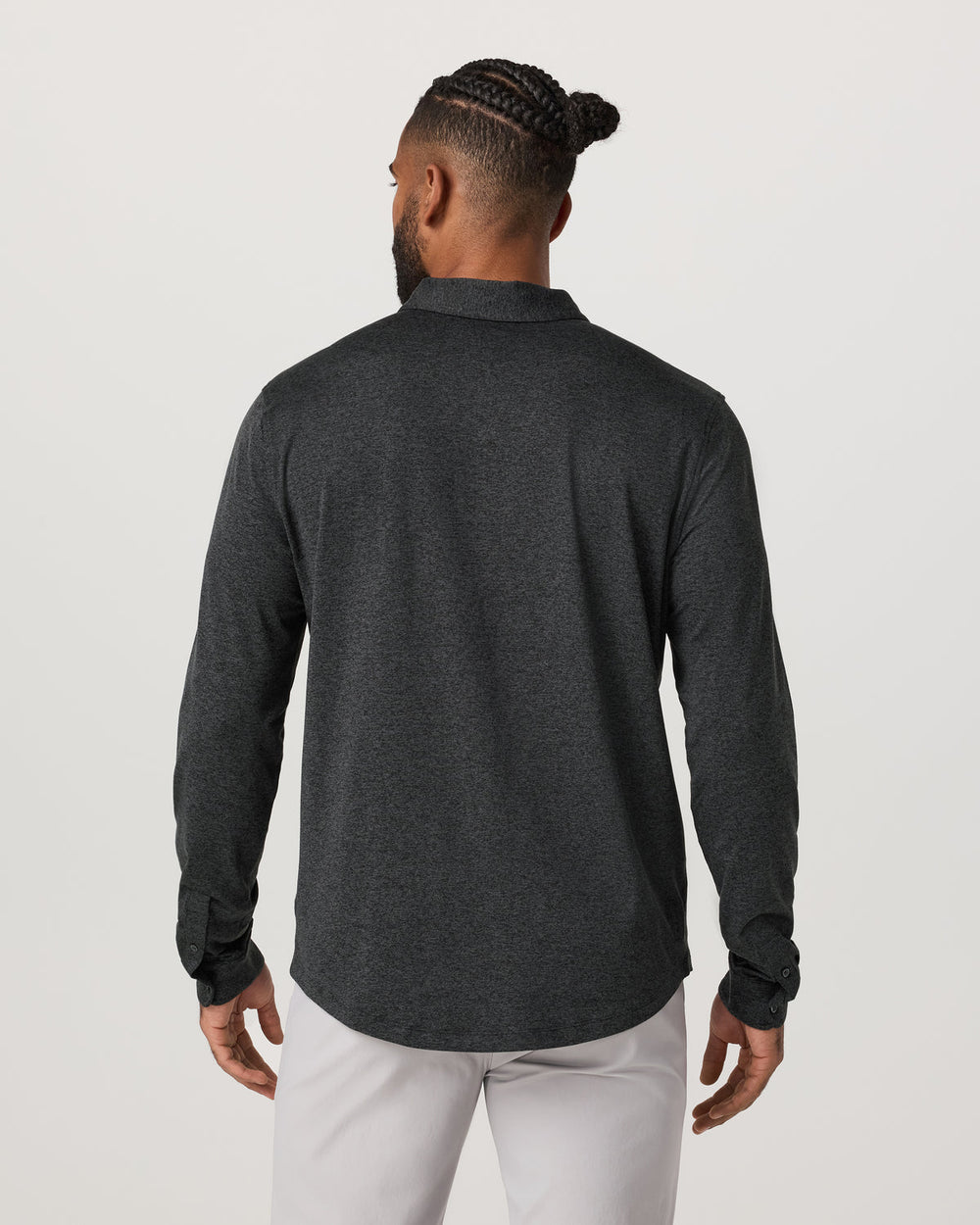 Men's Long Sleeve Ponto Button Down Charcoal Heather | Vuori US