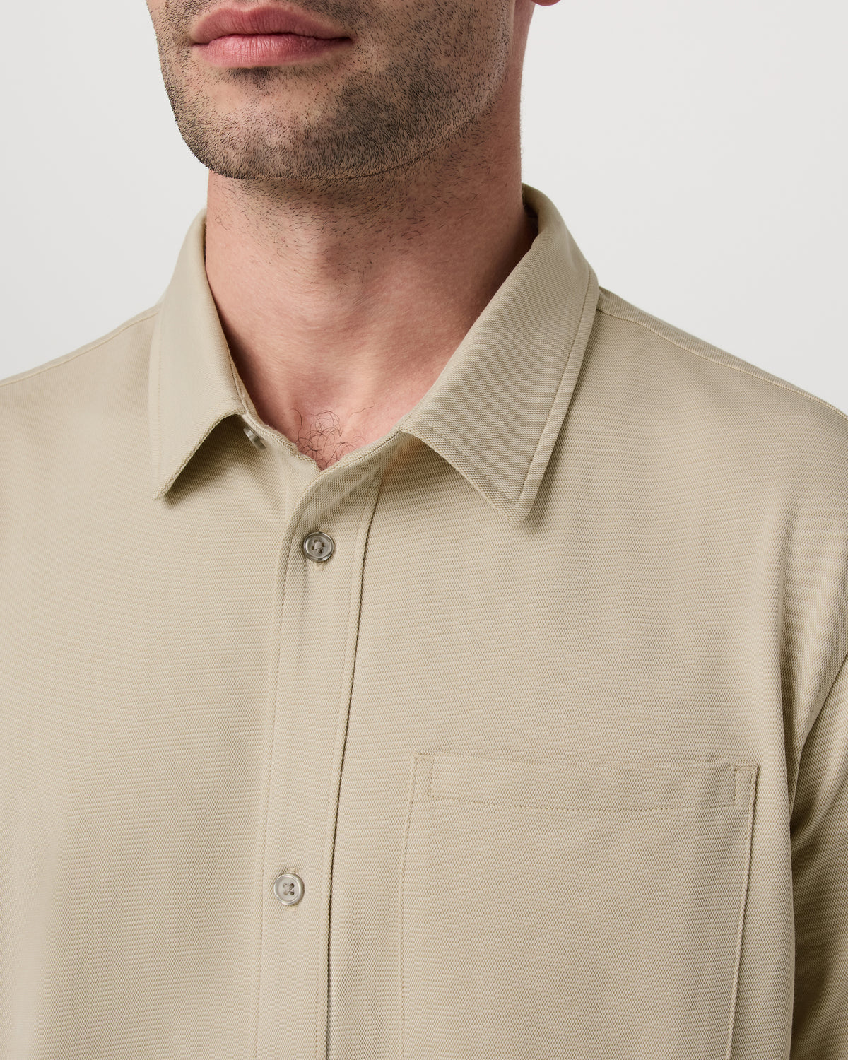 Short Sleeve Knit Oxford Button Down - Classic Fit Trench | Vuori Clothing