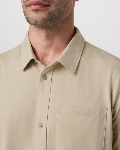 Short Sleeve Knit Oxford Button Down - Classic Fit Trench | Vuori Clothing