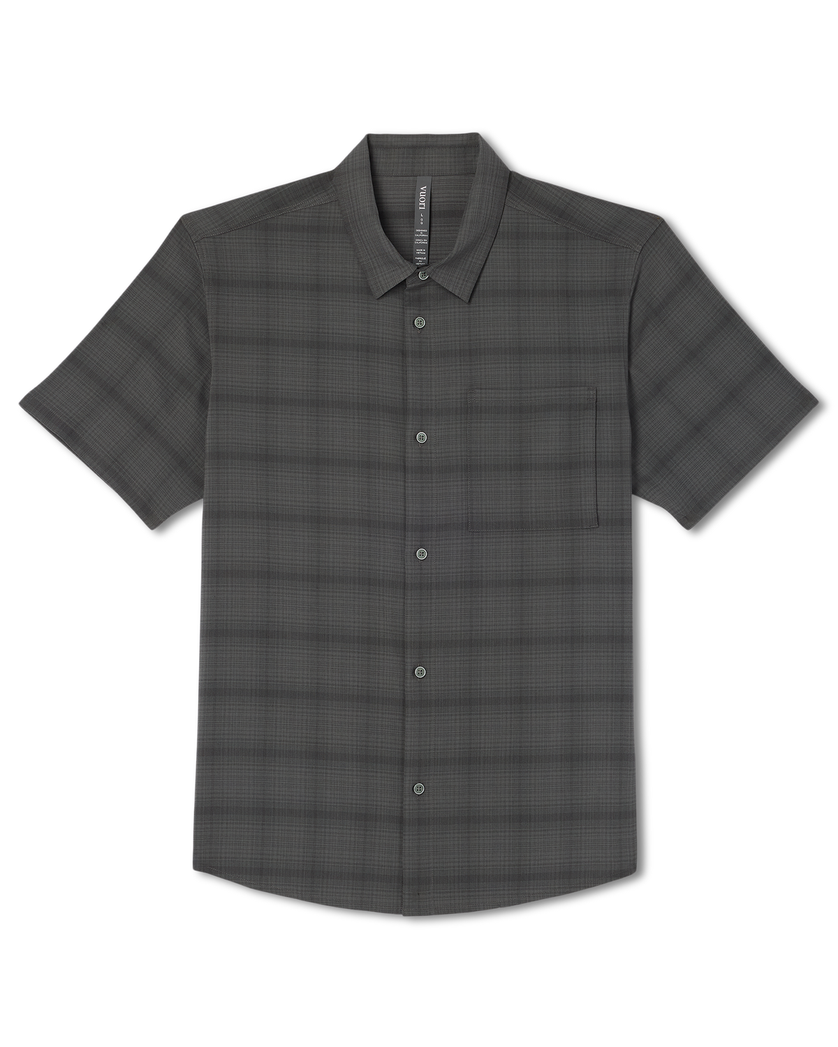 Men's Short Sleeve Plaid Button Down Shirt Dark Pewter | Vuori