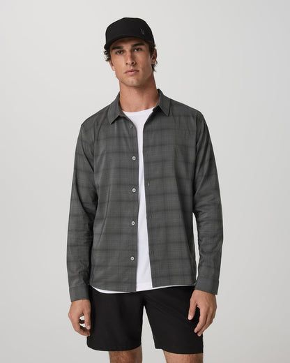 Men's Long Sleeve Plaid Button Down Shirt Dark Pewter | Vuori Discount