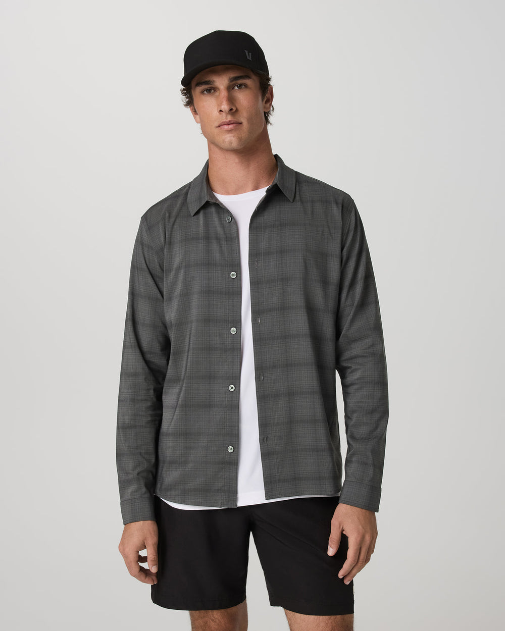 Men's Long Sleeve Plaid Button Down Shirt Dark Pewter | Vuori Discount