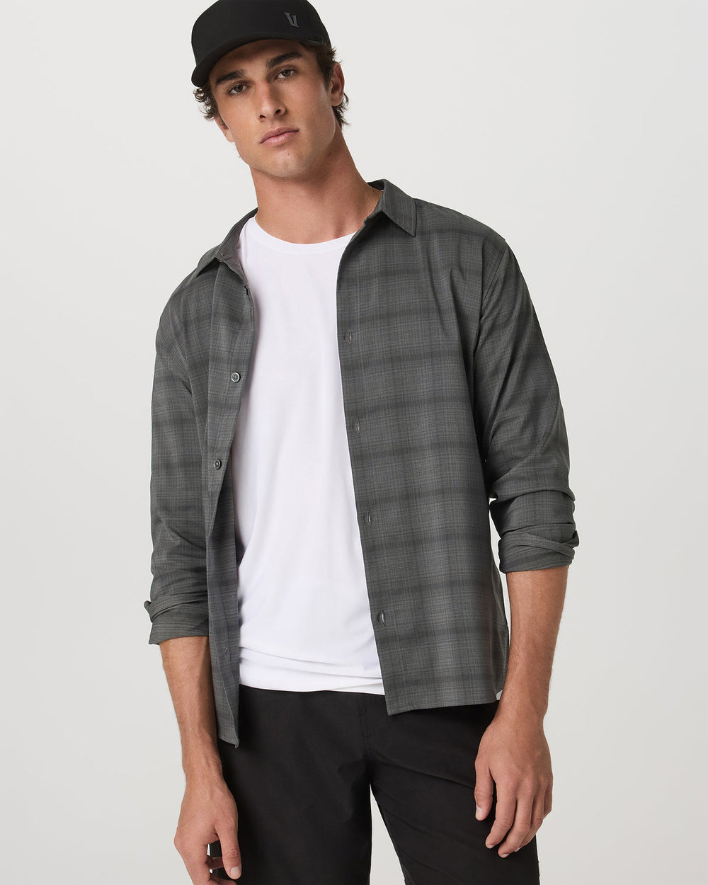 Men's Long Sleeve Plaid Button Down Shirt Dark Pewter | Vuori Discount