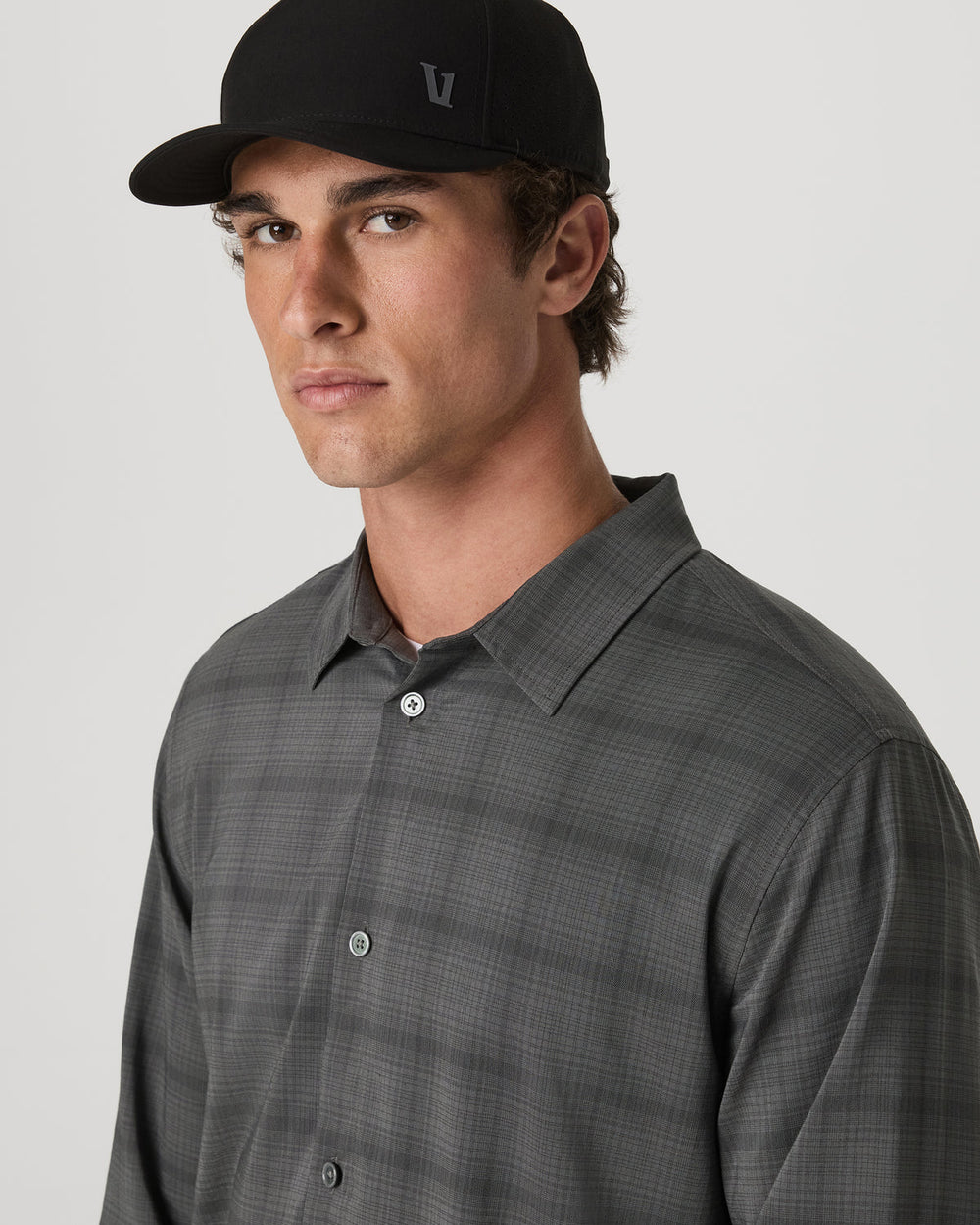 Men's Long Sleeve Plaid Button Down Shirt Dark Pewter | Vuori Discount