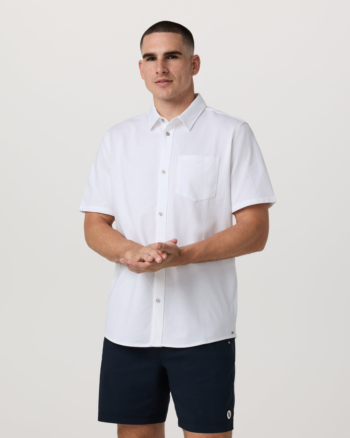 Short Sleeve Knit Oxford Button Down - Classic Fit White | Vuori On sale