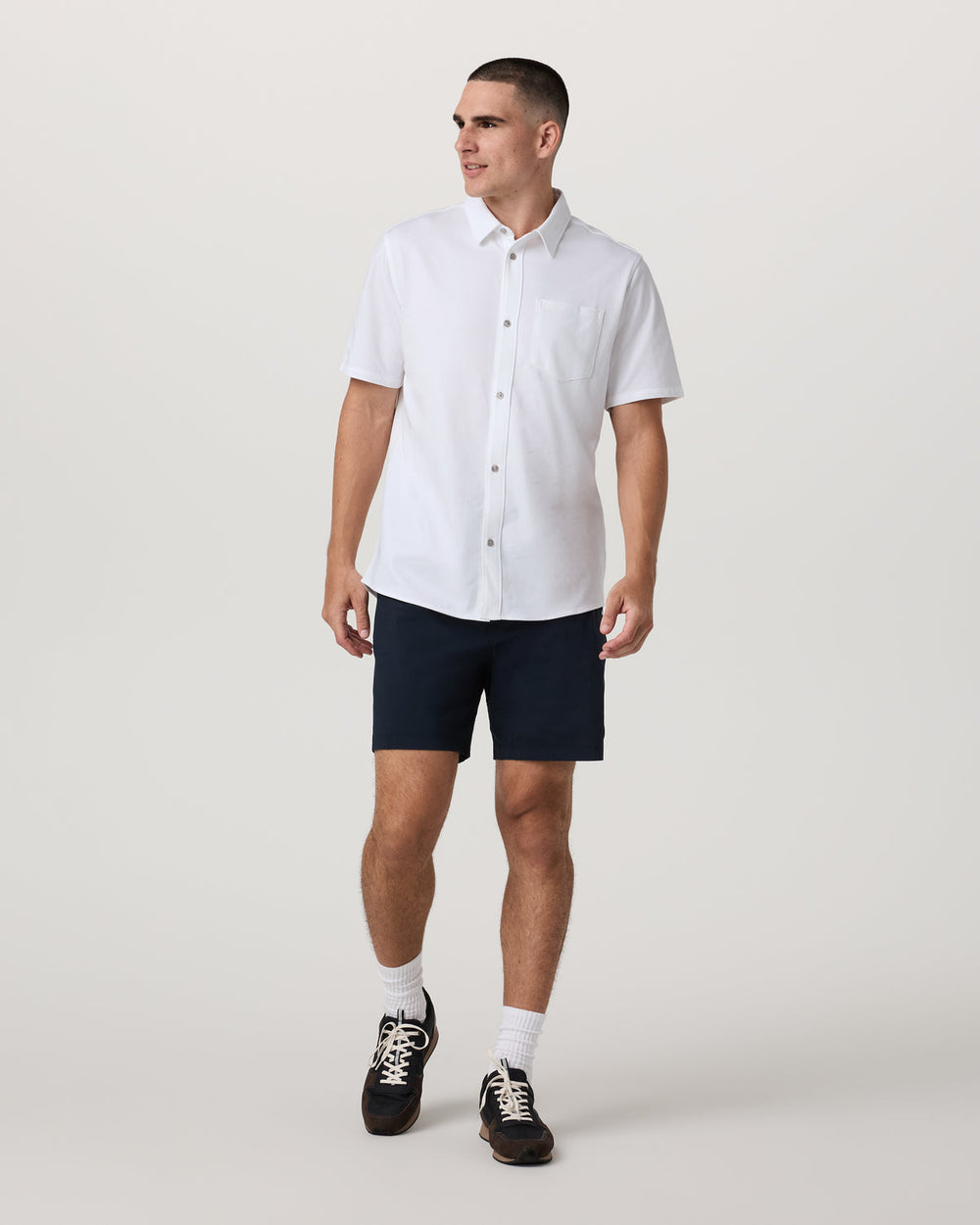 Short Sleeve Knit Oxford Button Down - Classic Fit White | Vuori On sale
